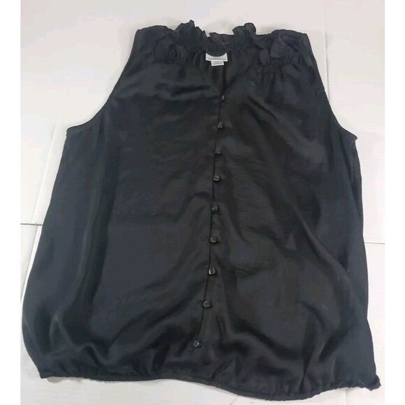 Motherhood Maternity  Black top Large Ruffle Neck‎ Sleeveless Soft - Picture 1 of 14